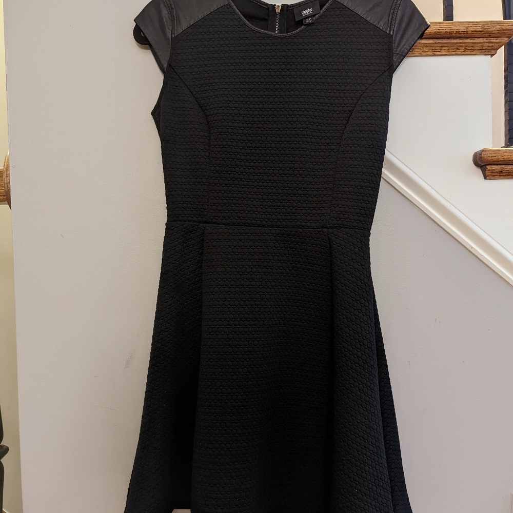 Mossimo Faux Leather Cap Sleeve Black Dress